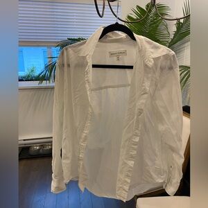 Aritzia Denim Forum White Cotton Button-Up